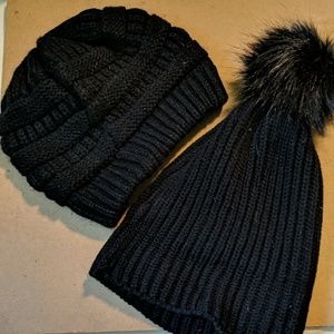 Two Black Beanies/Hats